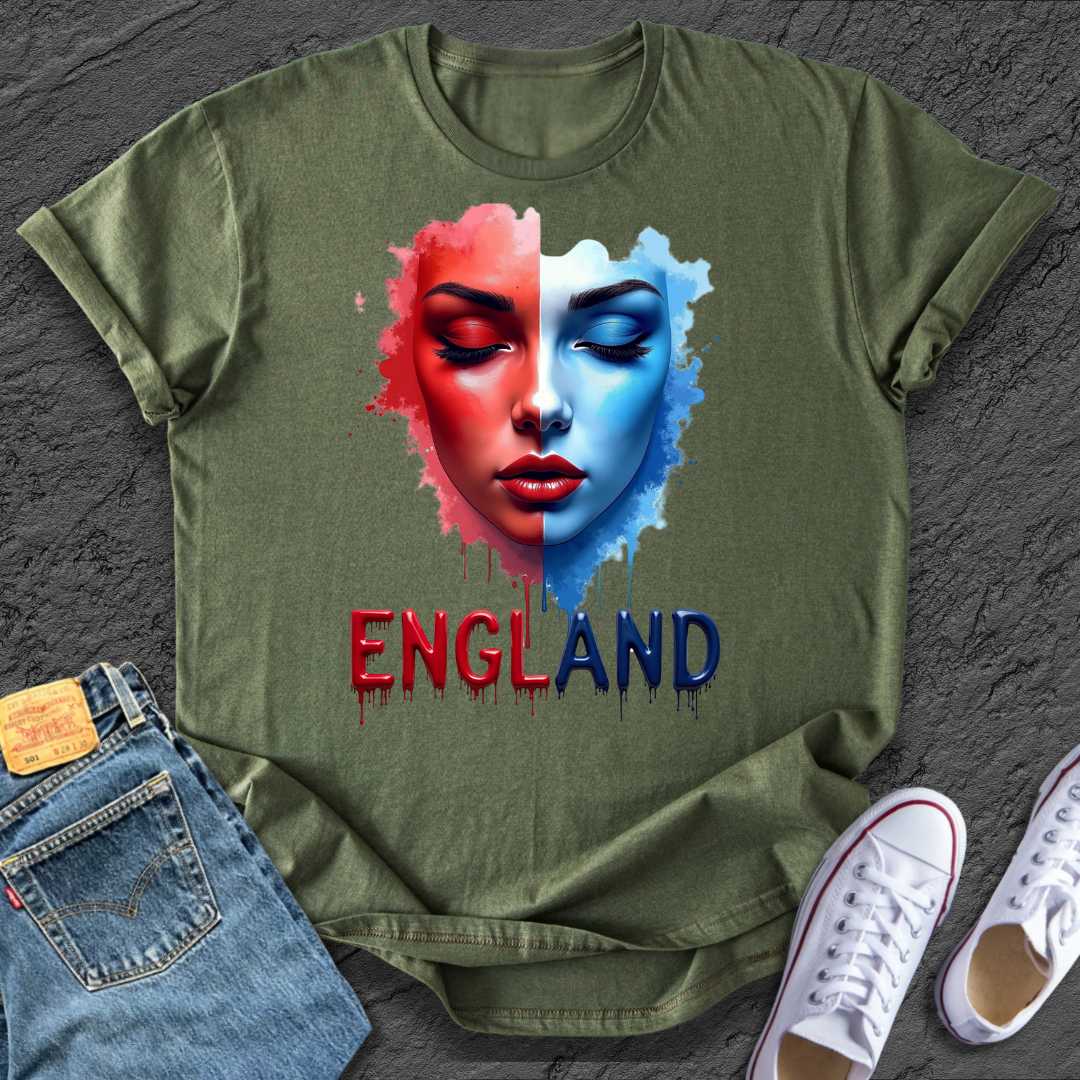 Women England Blue & Red Tee