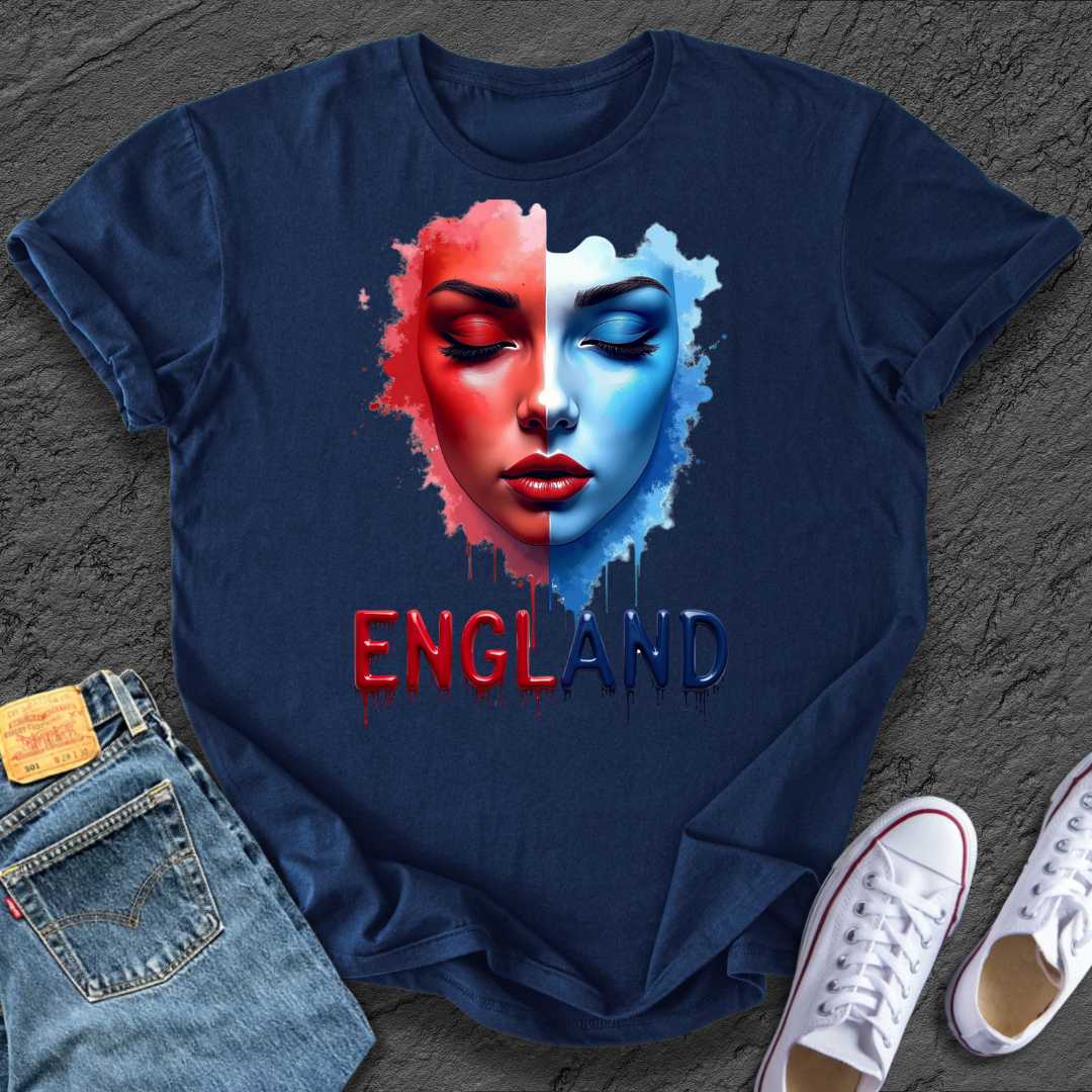Women England Blue & Red Tee