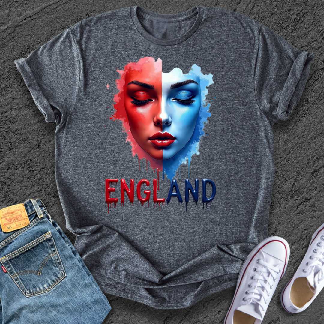 Women England Blue & Red Tee