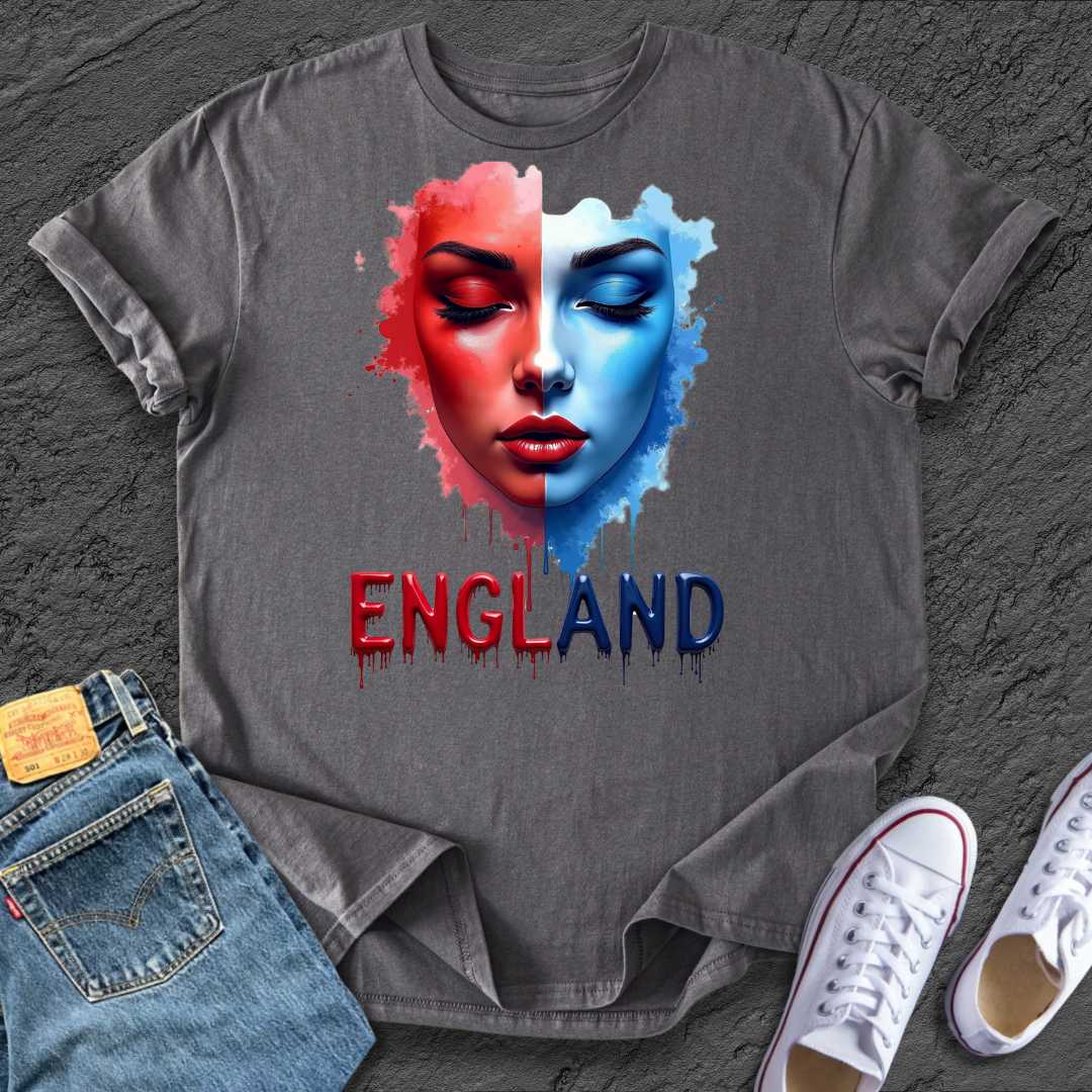 Women England Blue & Red Tee