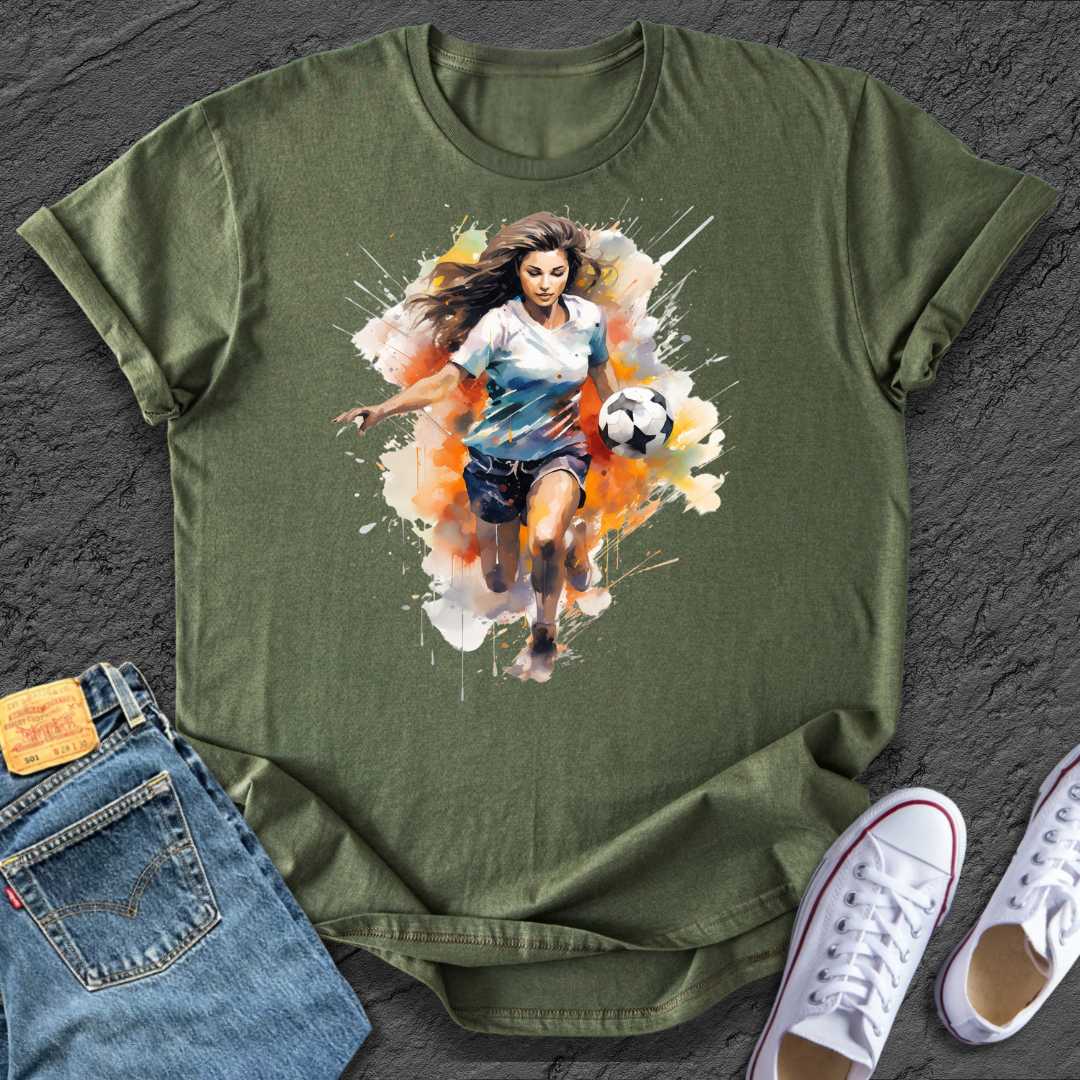 Watercolour Running Footballer Tee