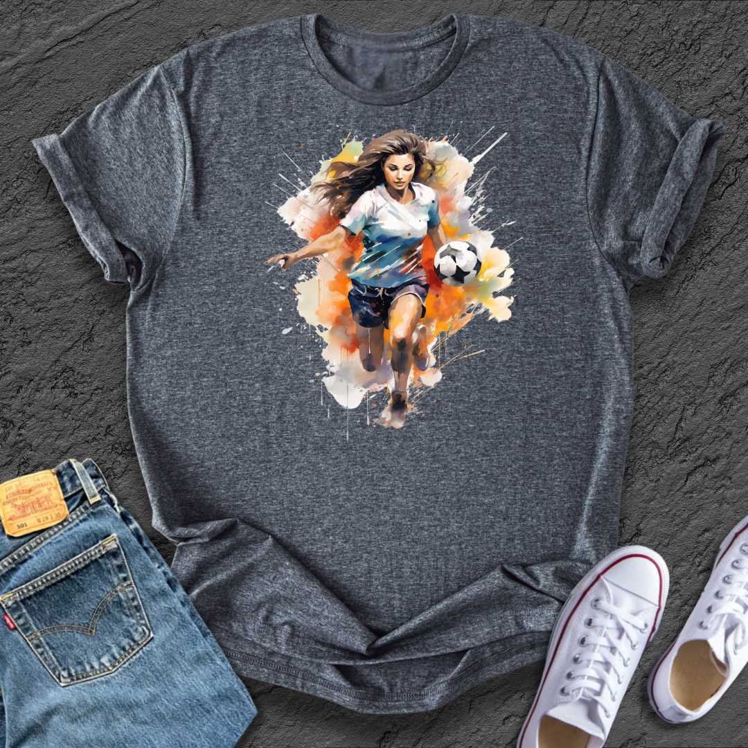 Watercolour Running Footballer Tee