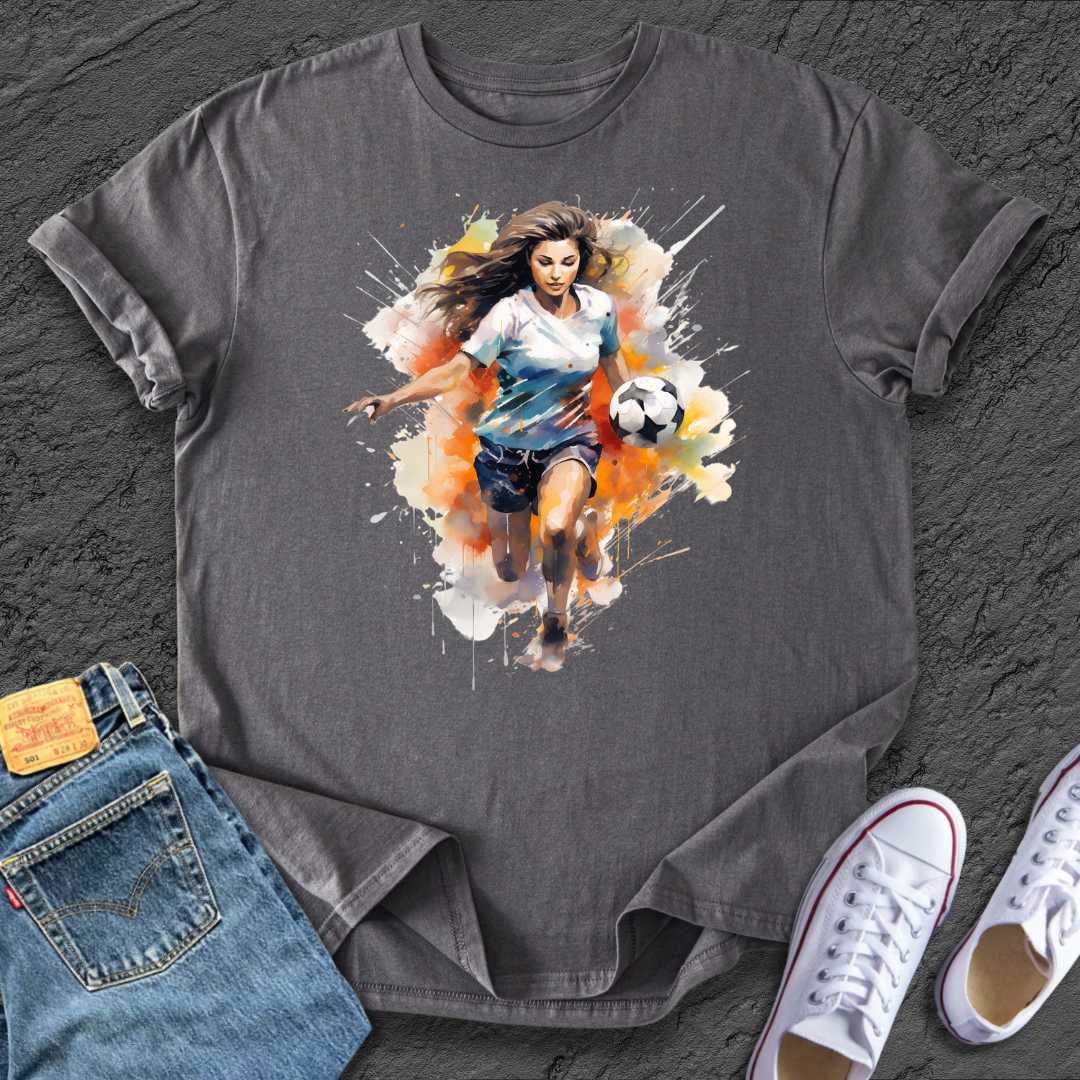 Watercolour Running Footballer Tee