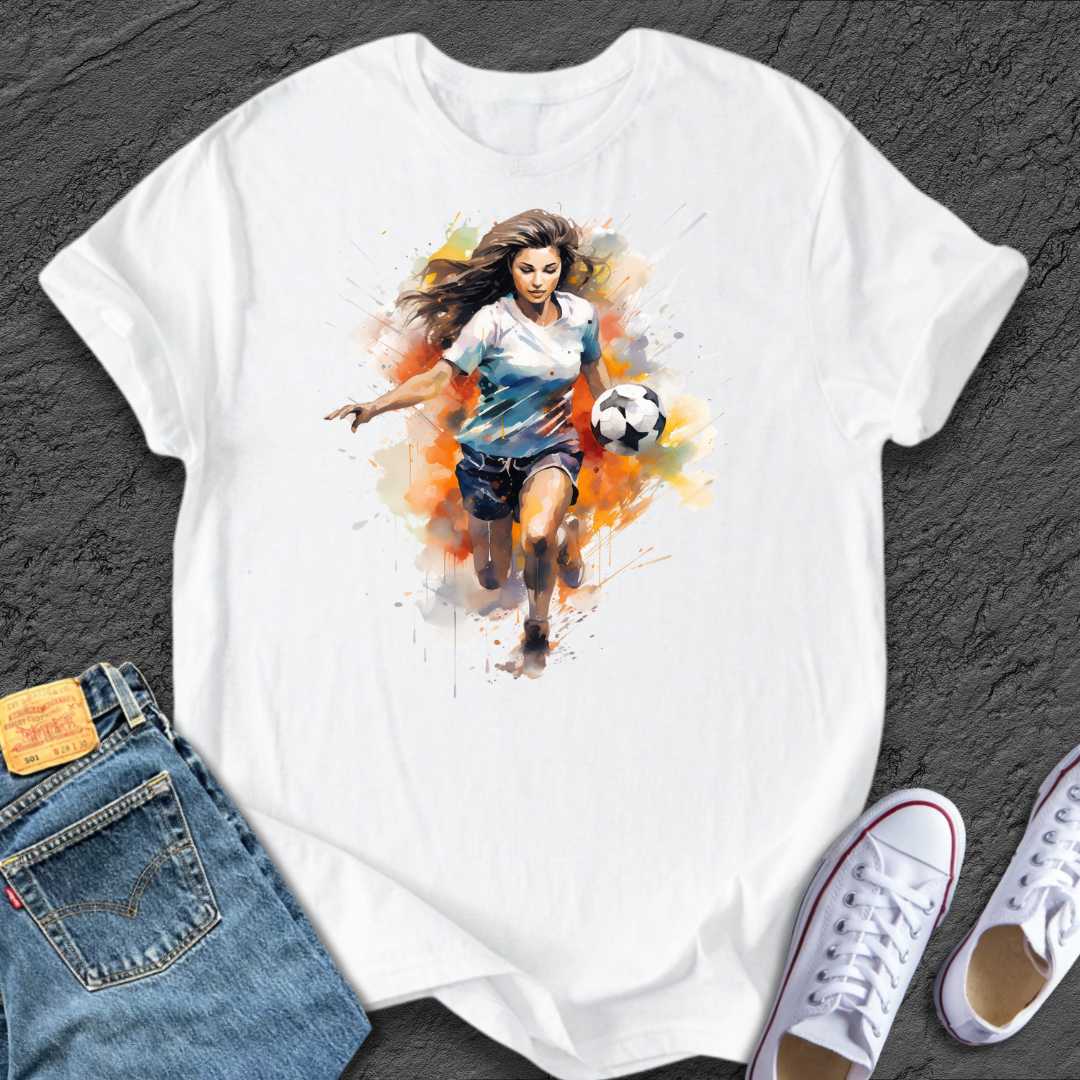 Watercolour Running Footballer Tee