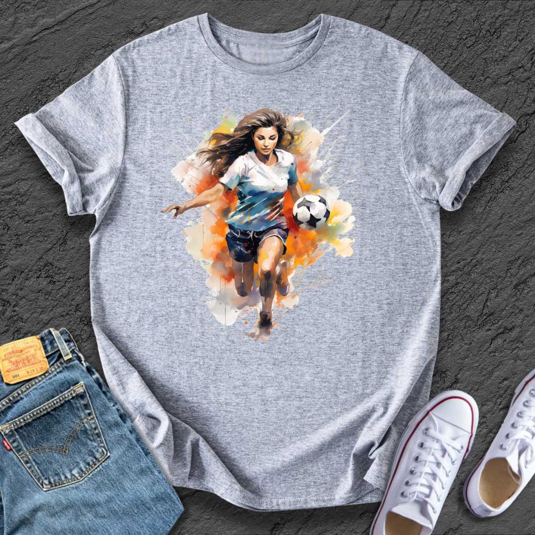 Watercolour Running Footballer Tee