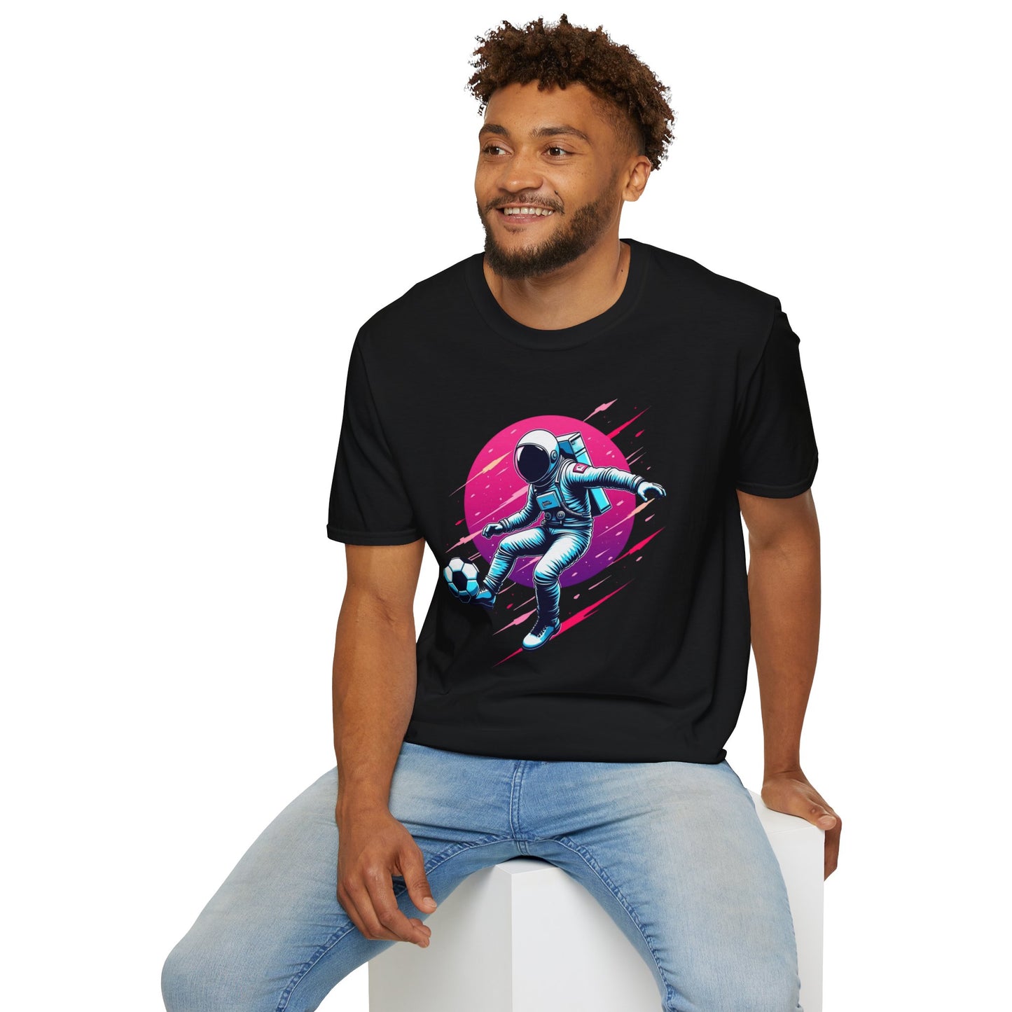 Astronaut Football Soccer Space Softstyle T-Shirt