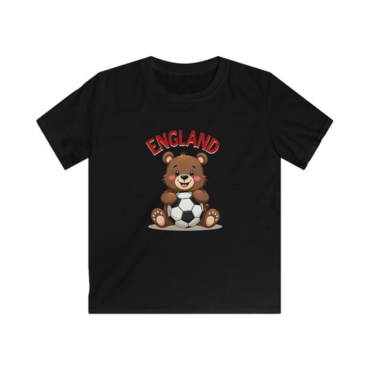 Kids Cute England Soccer Bear Kids Tshirt