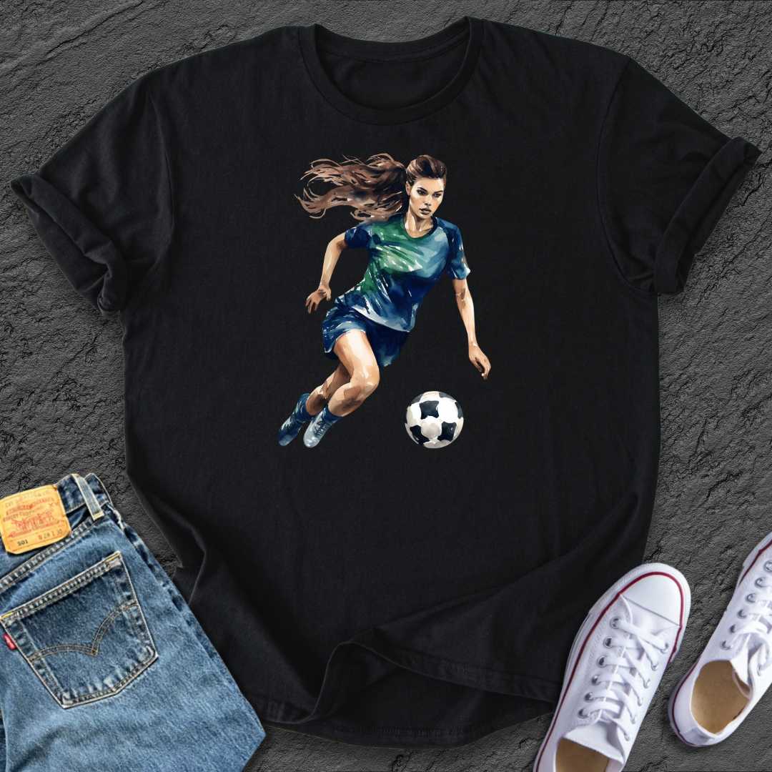Watercolour Lady Football Tee