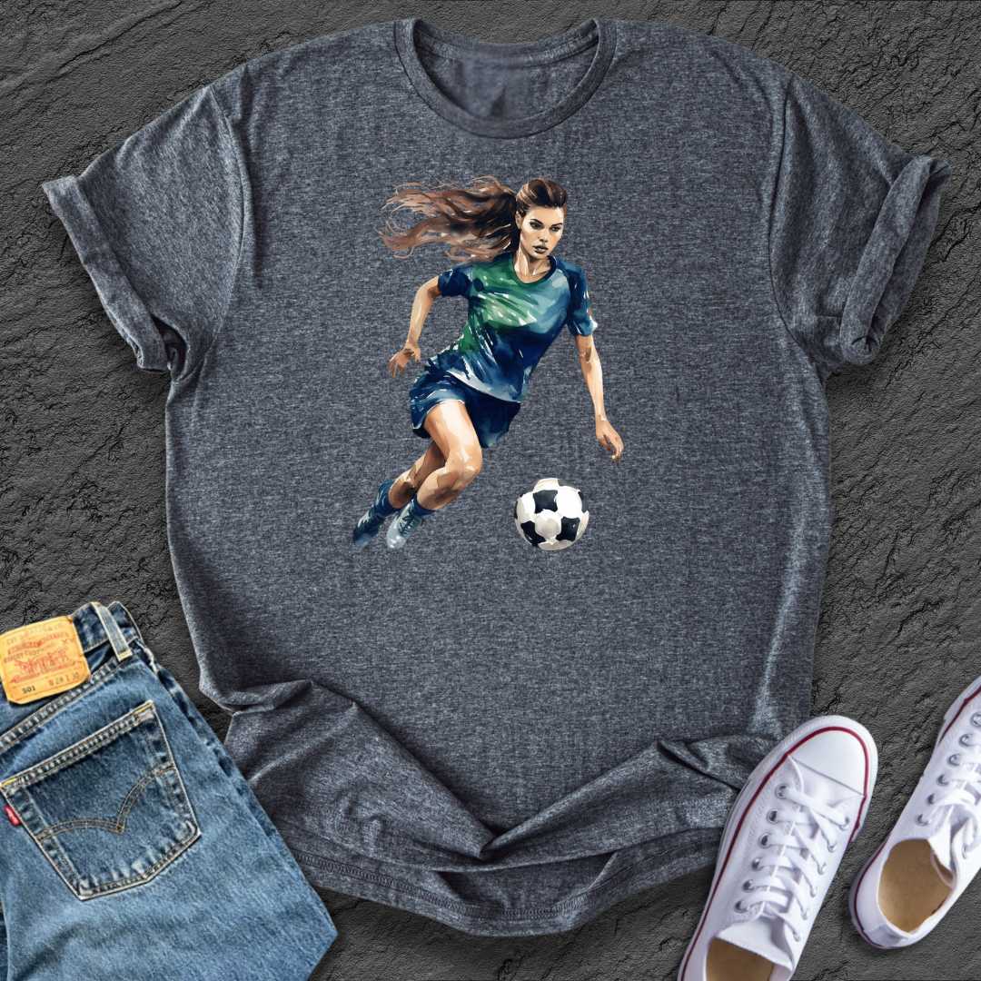 Watercolour Lady Football Tee