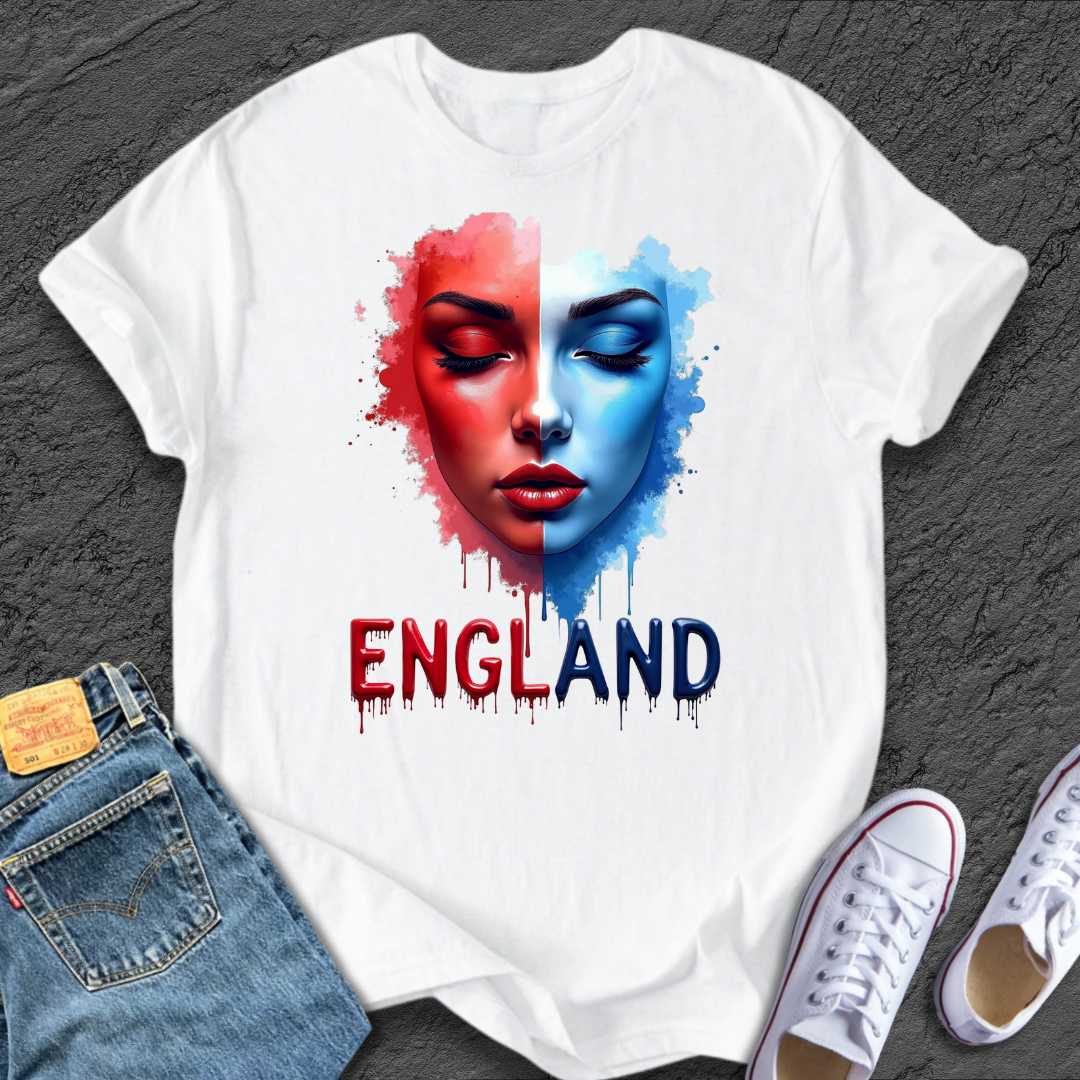 Women England Blue & Red Tee