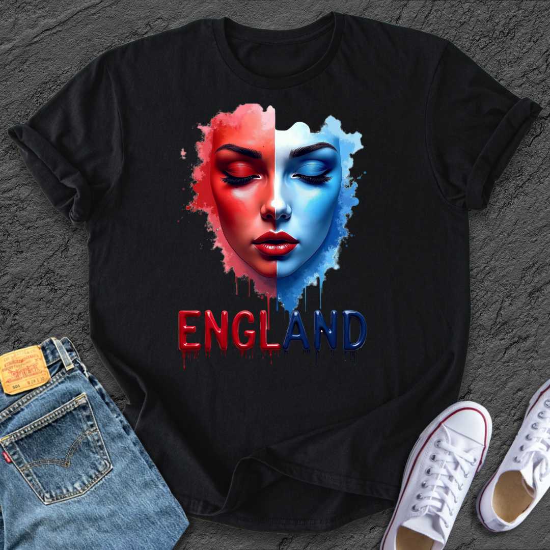 Women England Blue & Red Tee