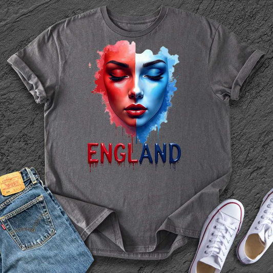 Women England Blue & Red Tee