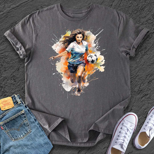 Watercolour Running Footballer Tee