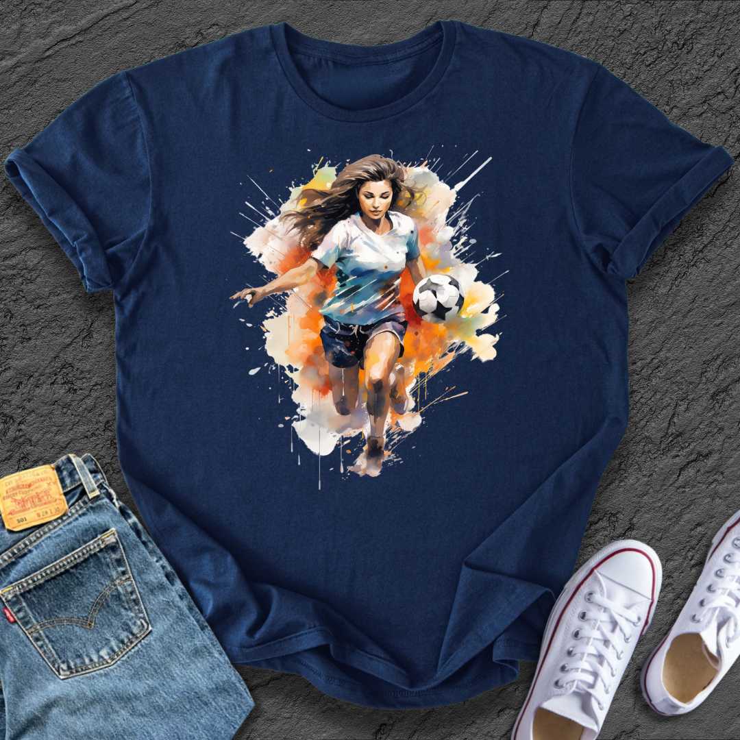 Watercolour Running Footballer Tee