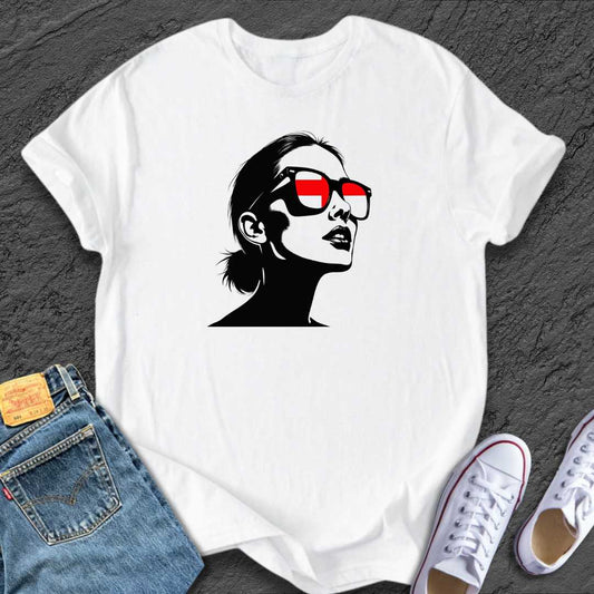 Women England Glasses Tee