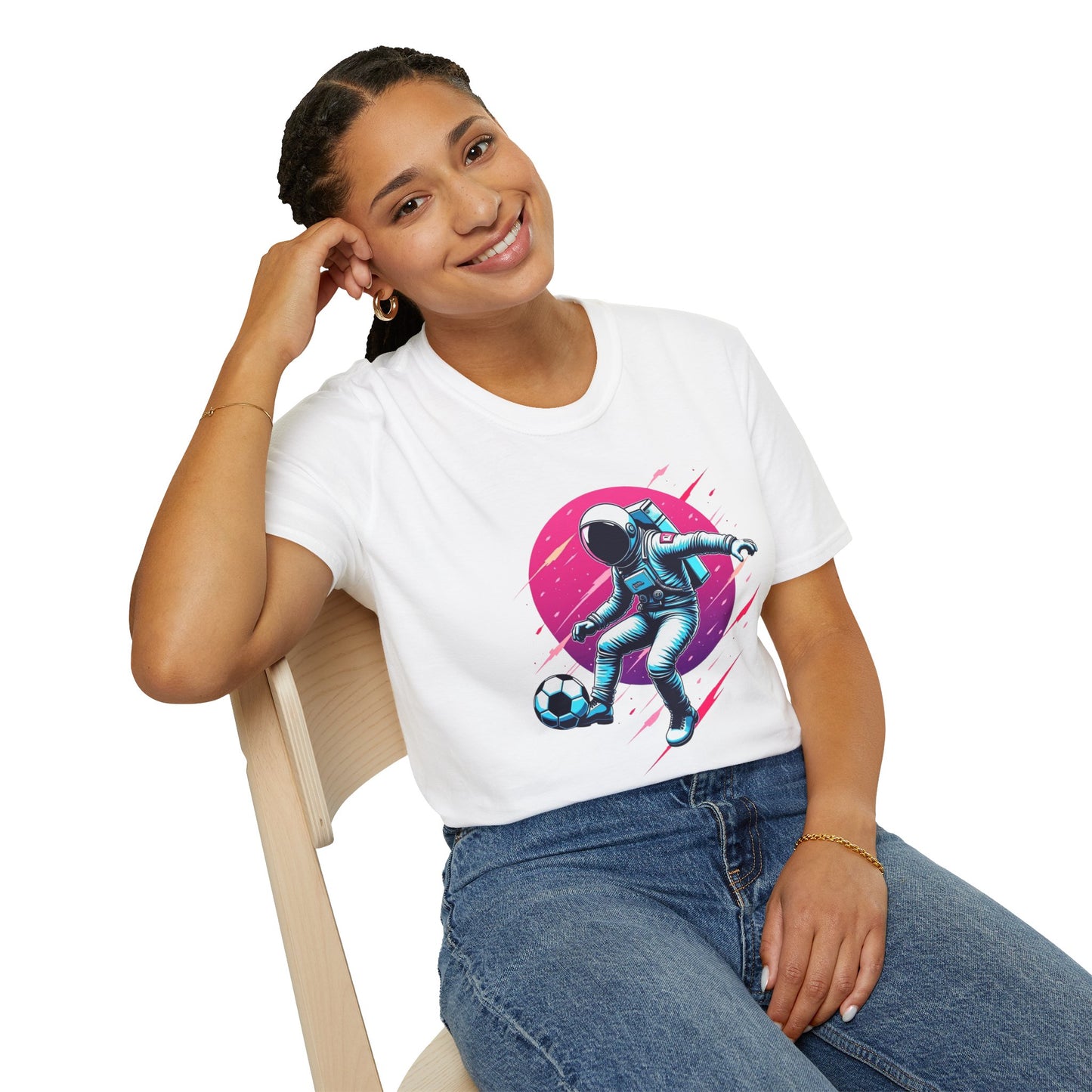 Astronaut Football Soccer Space Softstyle T-Shirt