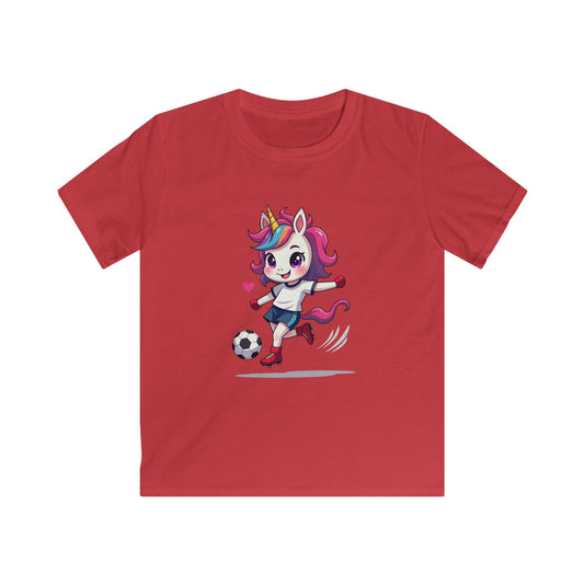 Girls Unicorn Soccer Tee, Kid's Graphic T-Shirt